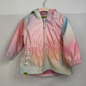 WESTERN CHIEF Girls Raincoat 3T Cloud‎ Nine Pastels Pink Blue Hood Pockets